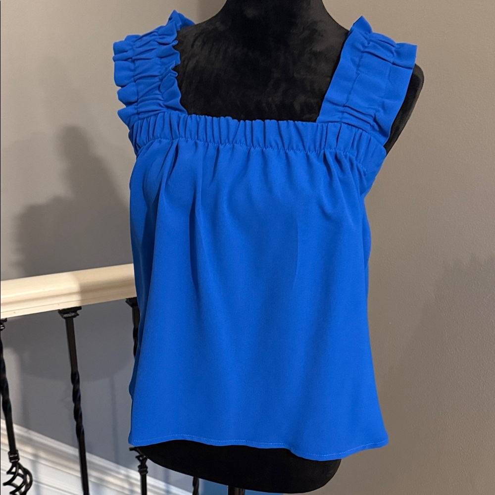Dry Goods Royal Blue Ruffled tank